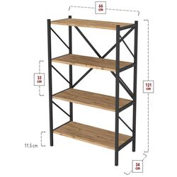 Etajera Bofigo 4 Shelves Metal (Pine/Black) Thumb