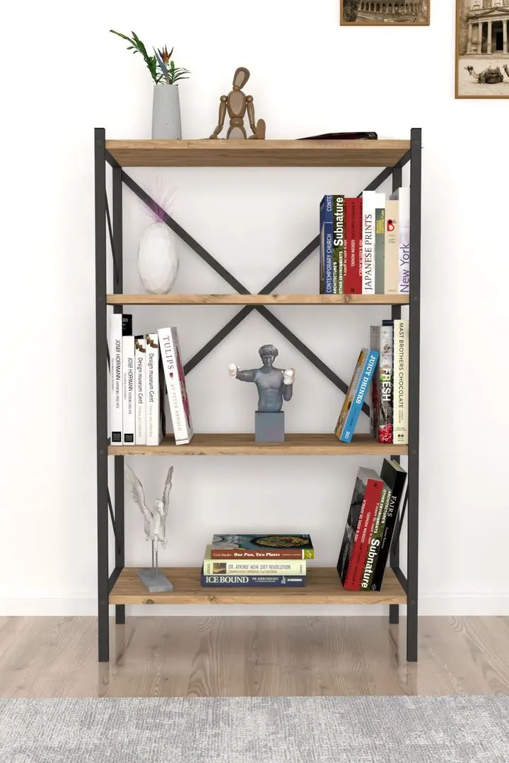 Etajera Bofigo 4 Shelves Metal (Pine/Black)