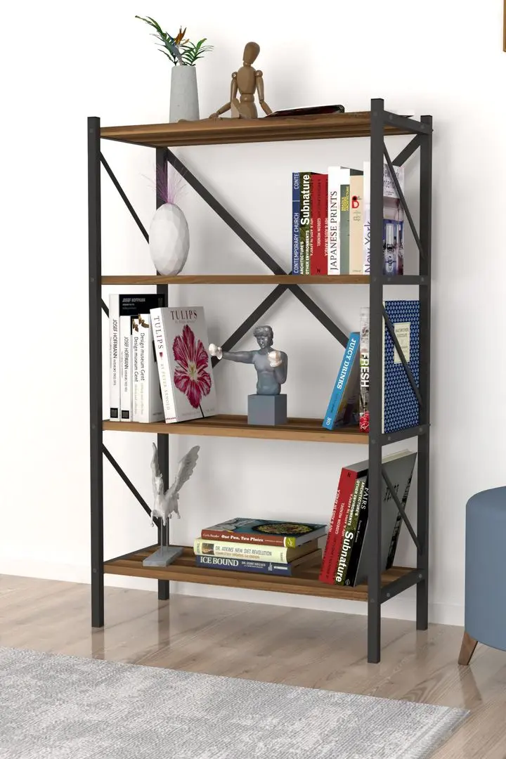 Etajera Fabulous 4 Shelves Metal (Walnut/Black)