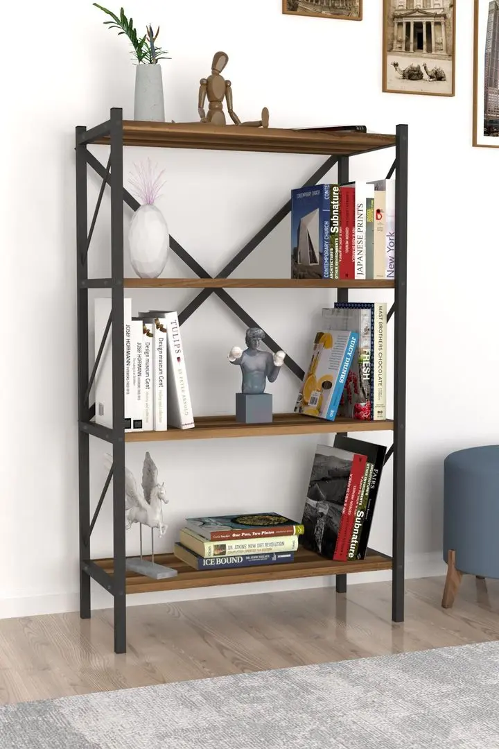 Etajera Fabulous 4 Shelves Metal (Walnut/Black)