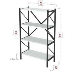 Etajera Bofigo 4 Shelves Metal (White/Black) Thumb