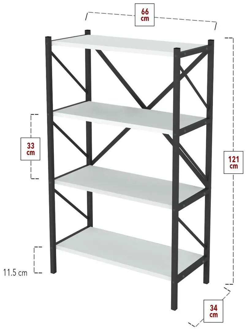 Etajera Bofigo 4 Shelves Metal (White/Black)