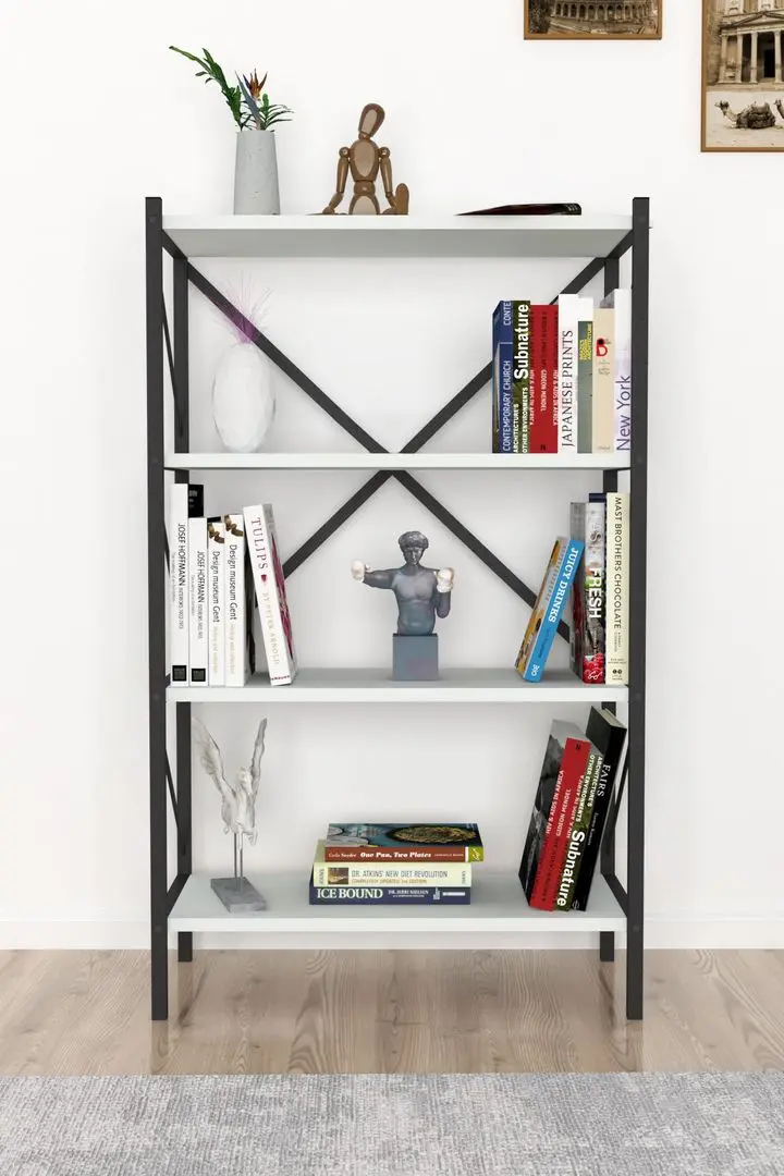 Etajera Bofigo 4 Shelves Metal (White/Black)