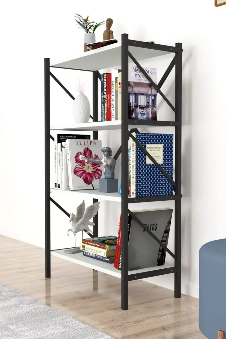 Etajera Bofigo 4 Shelves Metal (White/Black)