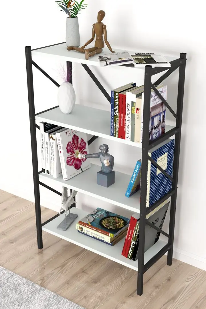 Etajera Bofigo 4 Shelves Metal (White/Black)