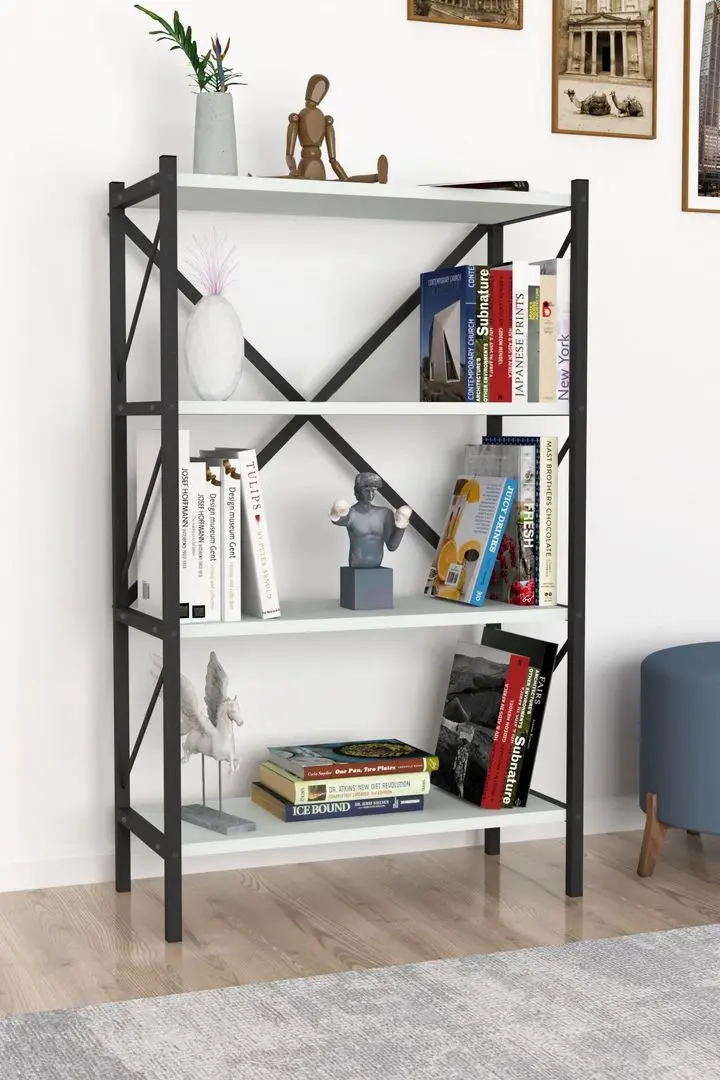Etajera Bofigo 4 Shelves Metal (White/Black)