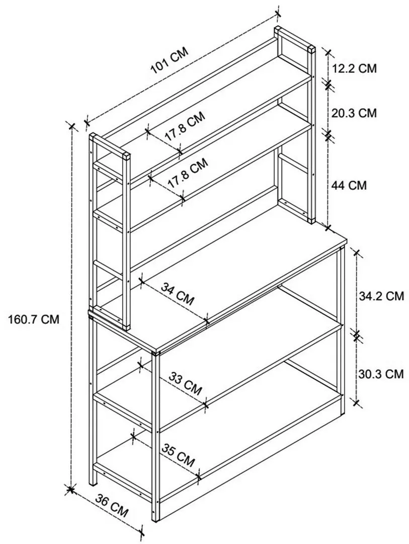 Стеллаж Bofigo 5 Shelves 36x101 (White/Black)