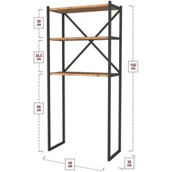 Etajera Bofigo 66x34x160 (Pine/Black) Thumb