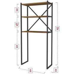 Etajera Bofigo 66x34x160 (Walnut/Black) Thumb