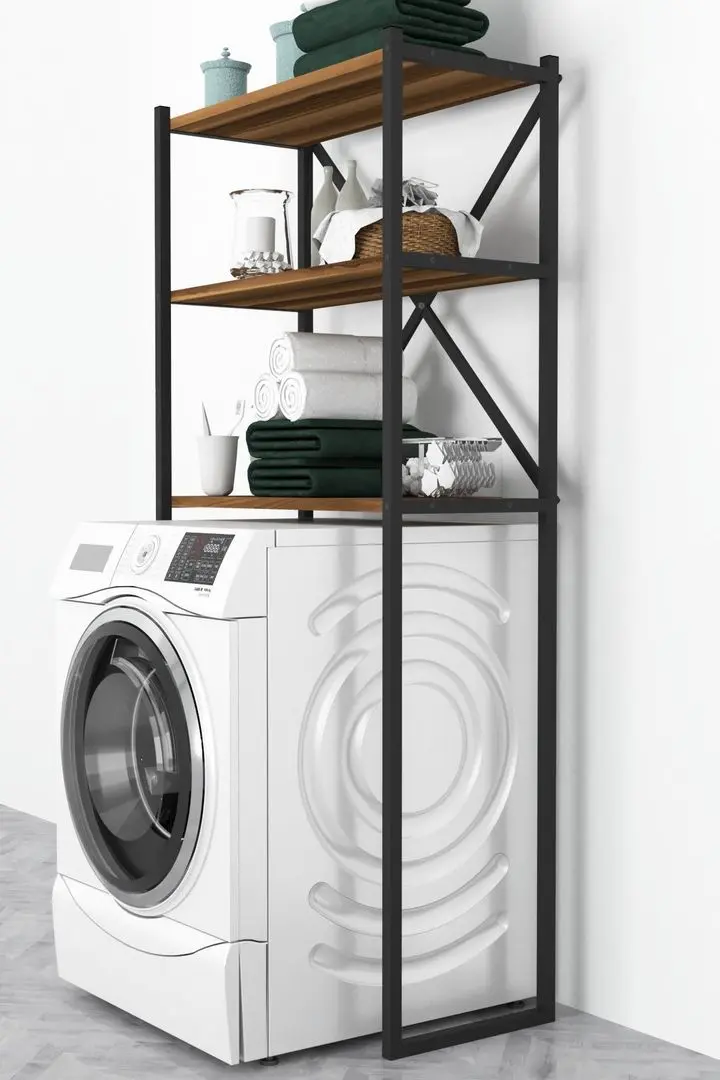 Etajera Bofigo 66x34x160 (Walnut/Black)