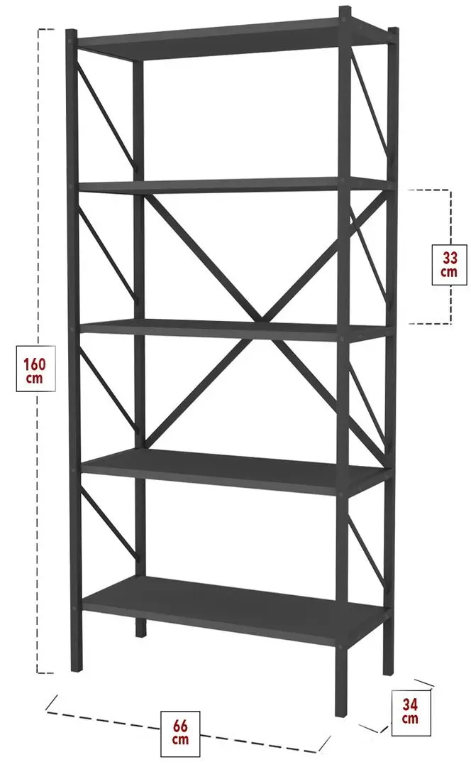 Etajera Fabulous Shelves Metal 5 sectiuni (Anthracite)