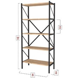 Etajera Bofigo Shelves Metal 5 sectiuni (Pine/Black) Thumb