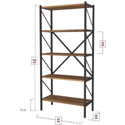 Etajera Bofigo Shelves Metal 5 sectiuni (Walnut/Black) Thumb