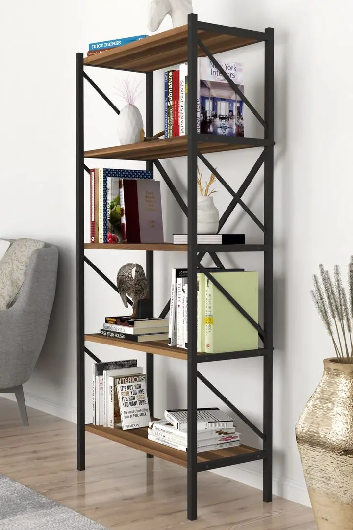 Etajera Bofigo Shelves Metal 5 sectiuni (Walnut/Black) - 2