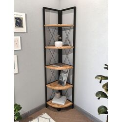 Etajera de colt Bofigo 5 Shelves (Pine/Black)