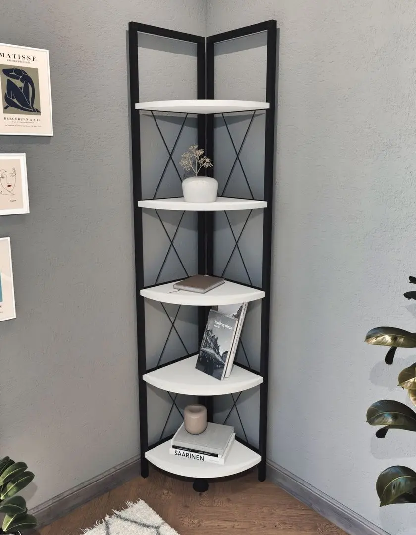 Etajera de colt Bofigo 5 Shelves (White/Black)