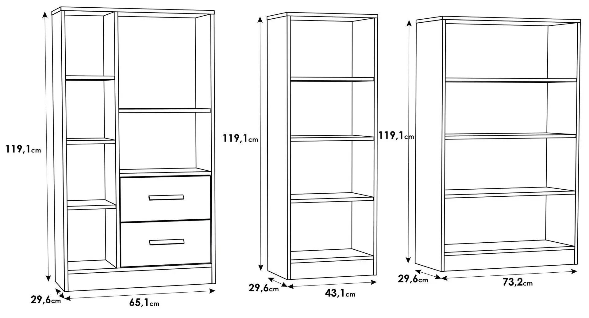 Set etajere Fortuna Metro 43/65/73 (Sonoma Oak)