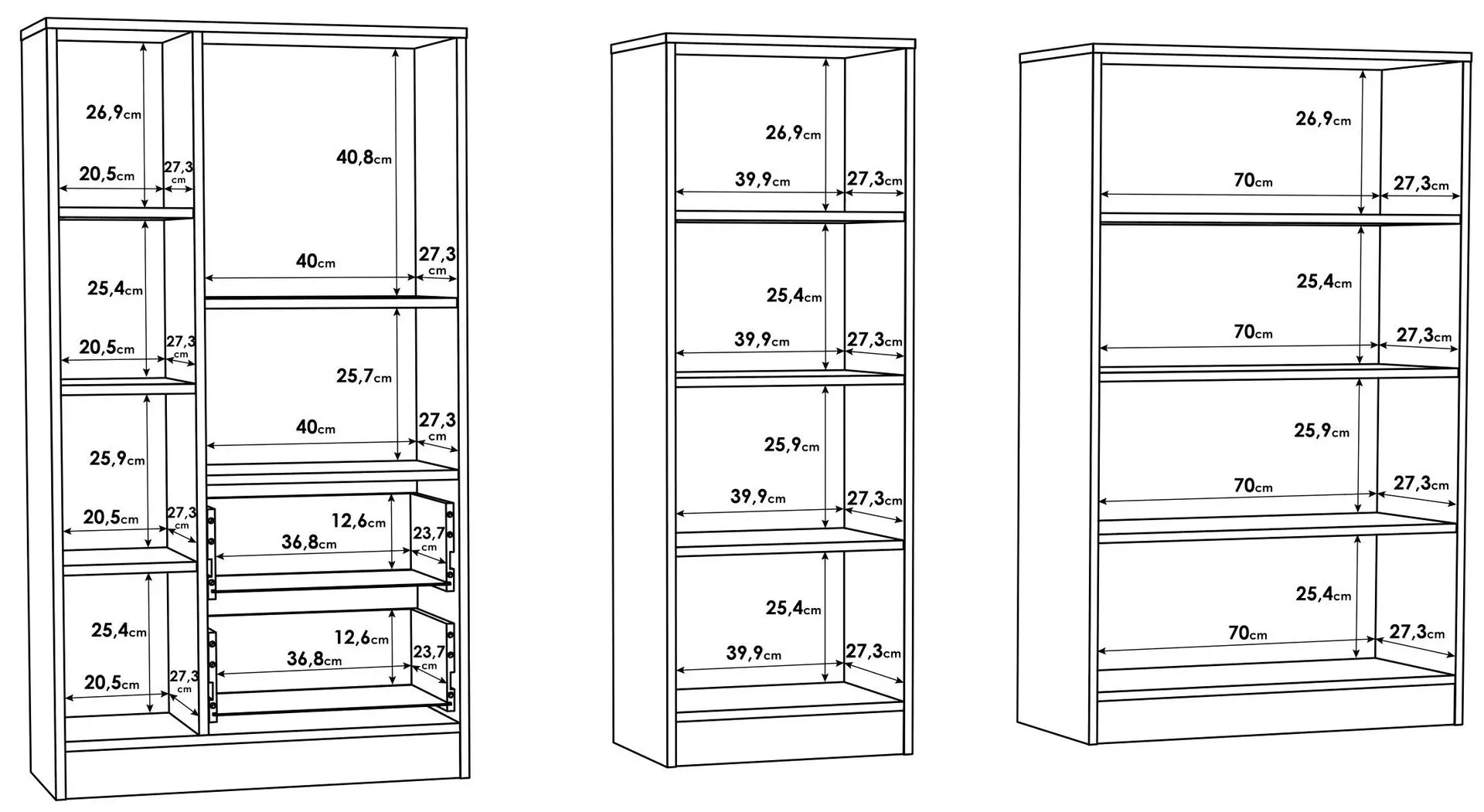 Set etajere Fortuna Metro 43/65/73 (Grey Matte)