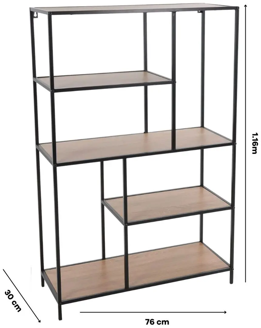 Etajera H&S 76x30x116cm (Natural/Black)