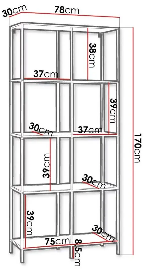 Etajera H&S 78x30x170cm (Black)