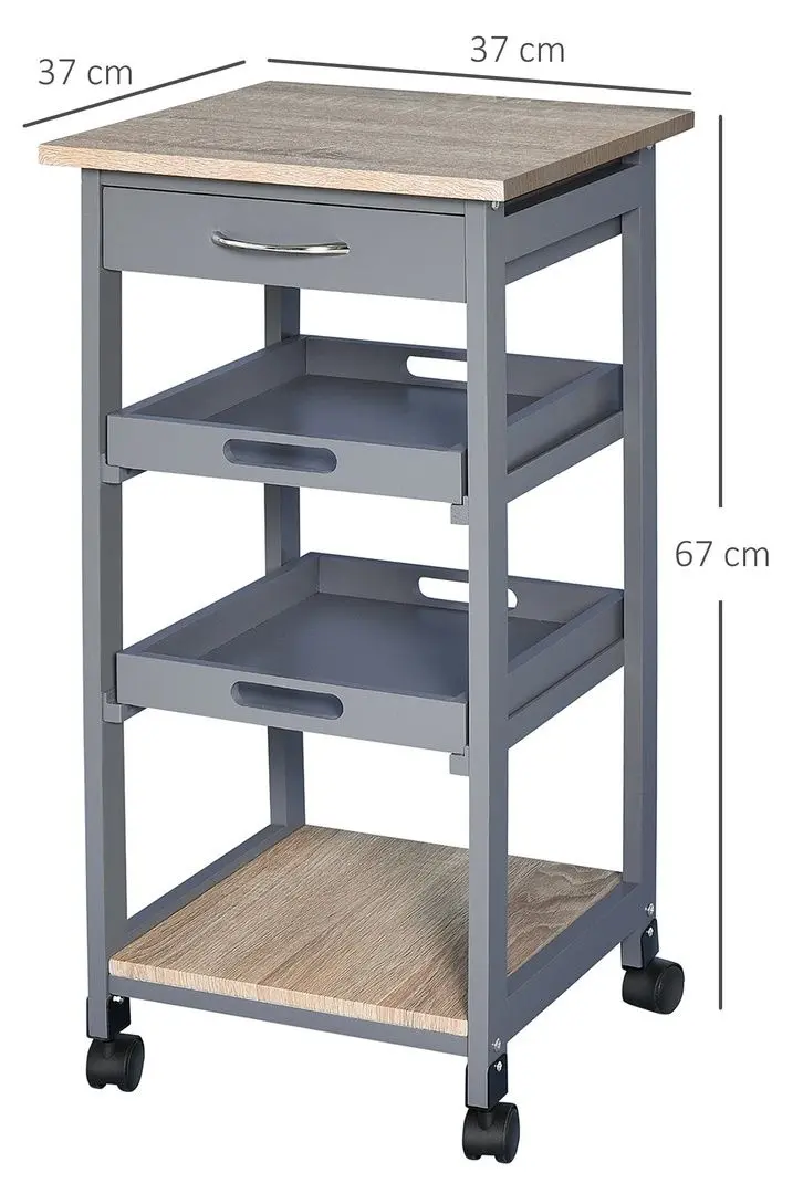 Стеллаж Homcom 801-153GY 37x67 cm (Grey/Oak) - 2