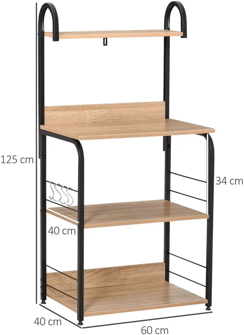 Etajera Homcom 801-219 60x40x125 cm (Wood/Black)