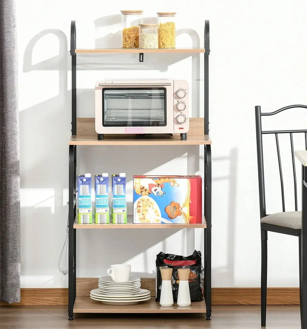 Etajera Homcom 801-219 60x40x125 cm (Wood/Black)