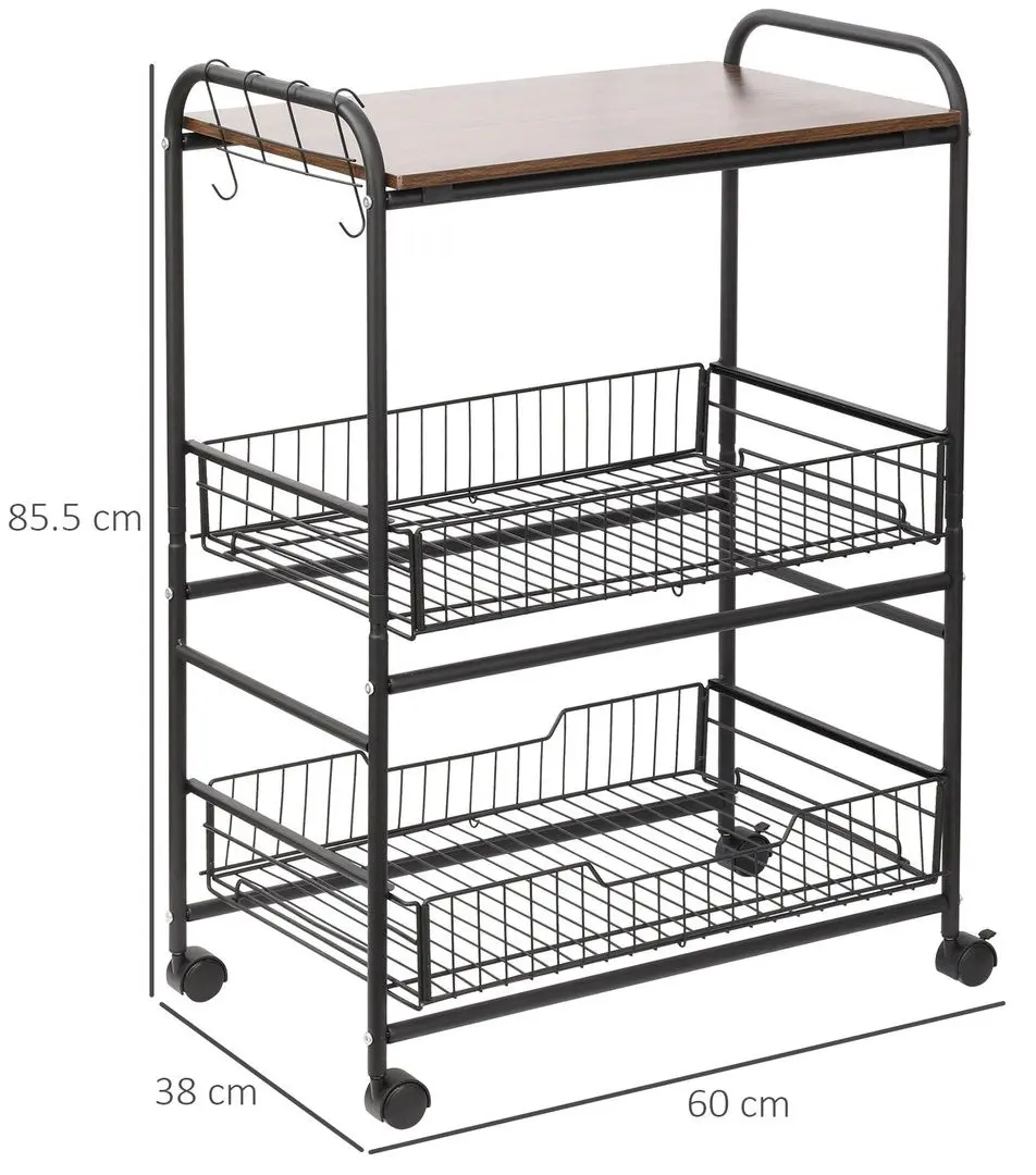 Etajera Homcom 801-225 60x38x85 cm (Brown Rustic/Black)