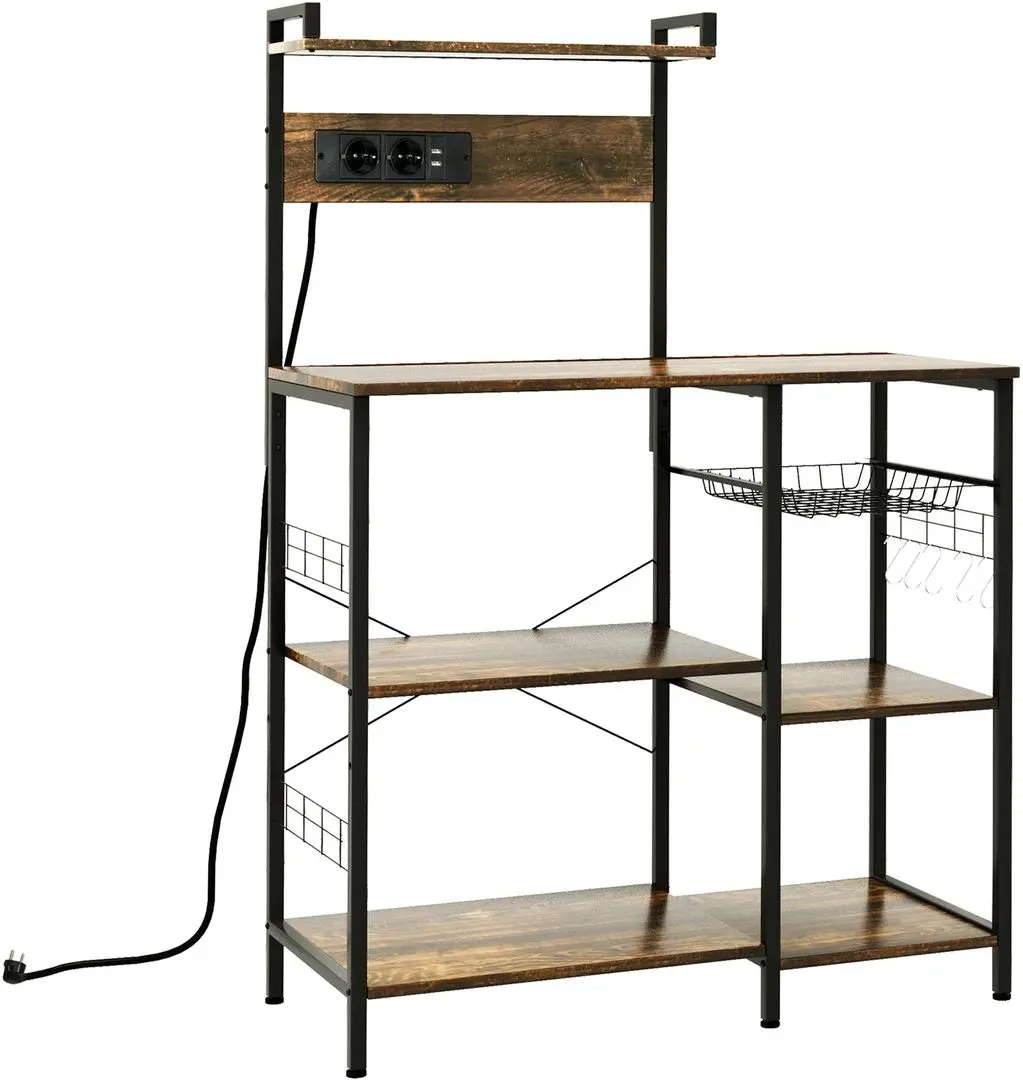 Стеллаж Homcom 801-319V90RB 90x42x130 cm (Rustic Brown/Black)