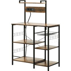 Стеллаж Homcom 801-319V90RB 90x42x130 cm (Rustic Brown/Black) Thumb