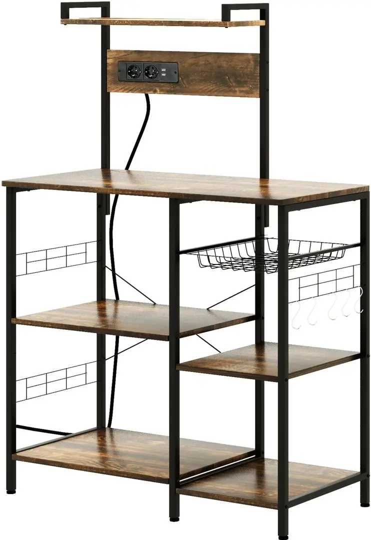 Стеллаж Homcom 801-319V90RB 90x42x130 cm (Rustic Brown/Black)