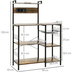 Стеллаж Homcom 801-319V90RB 90x42x130 cm (Rustic Brown/Black) Thumb