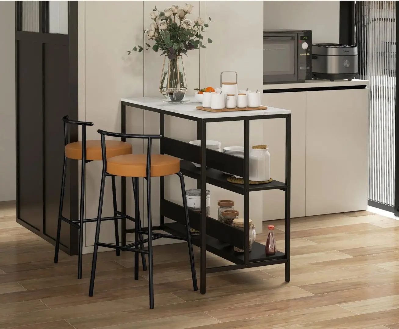 Etajera Homcom 801-338V80BK 100x50x90 cm (Black/White)