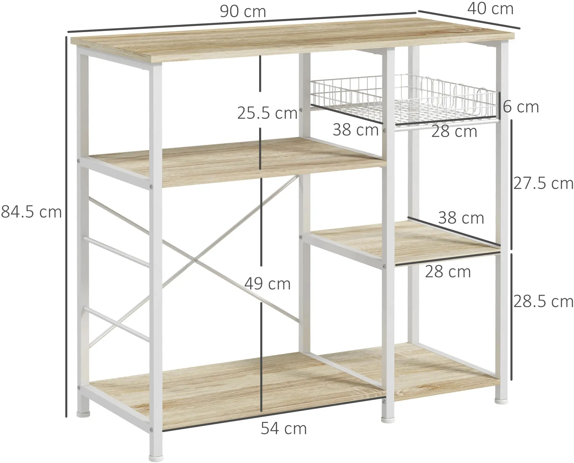 Стеллаж Homcom 801-346V00AK (Oak/White) - 8