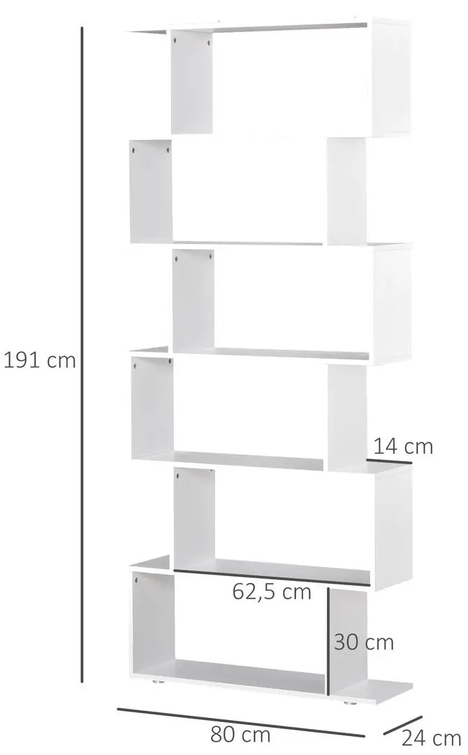 Стеллаж Homcom 831-037WT 80x24x191 (White) - 2