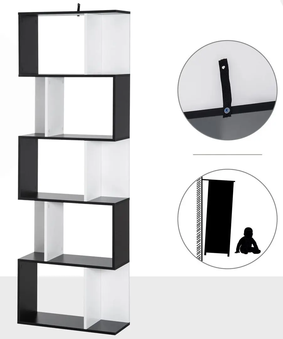 Etajera Homcom 833-450BK 60x24x184 cm (White/Black)