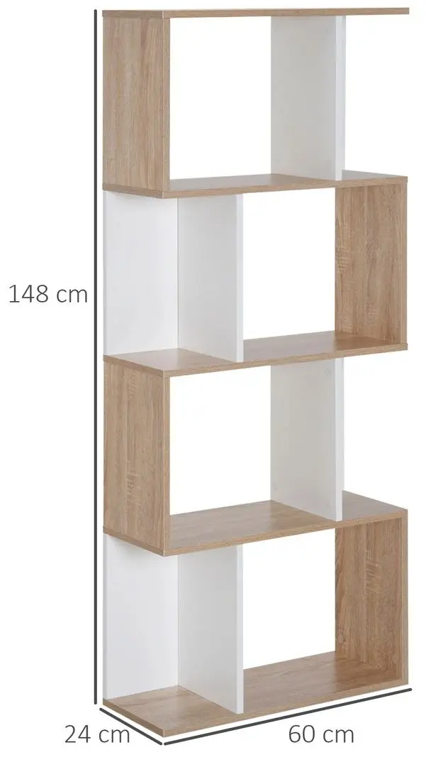 Стеллаж Homcom 833-451 60x148x24 cm (Natural Oak/White)