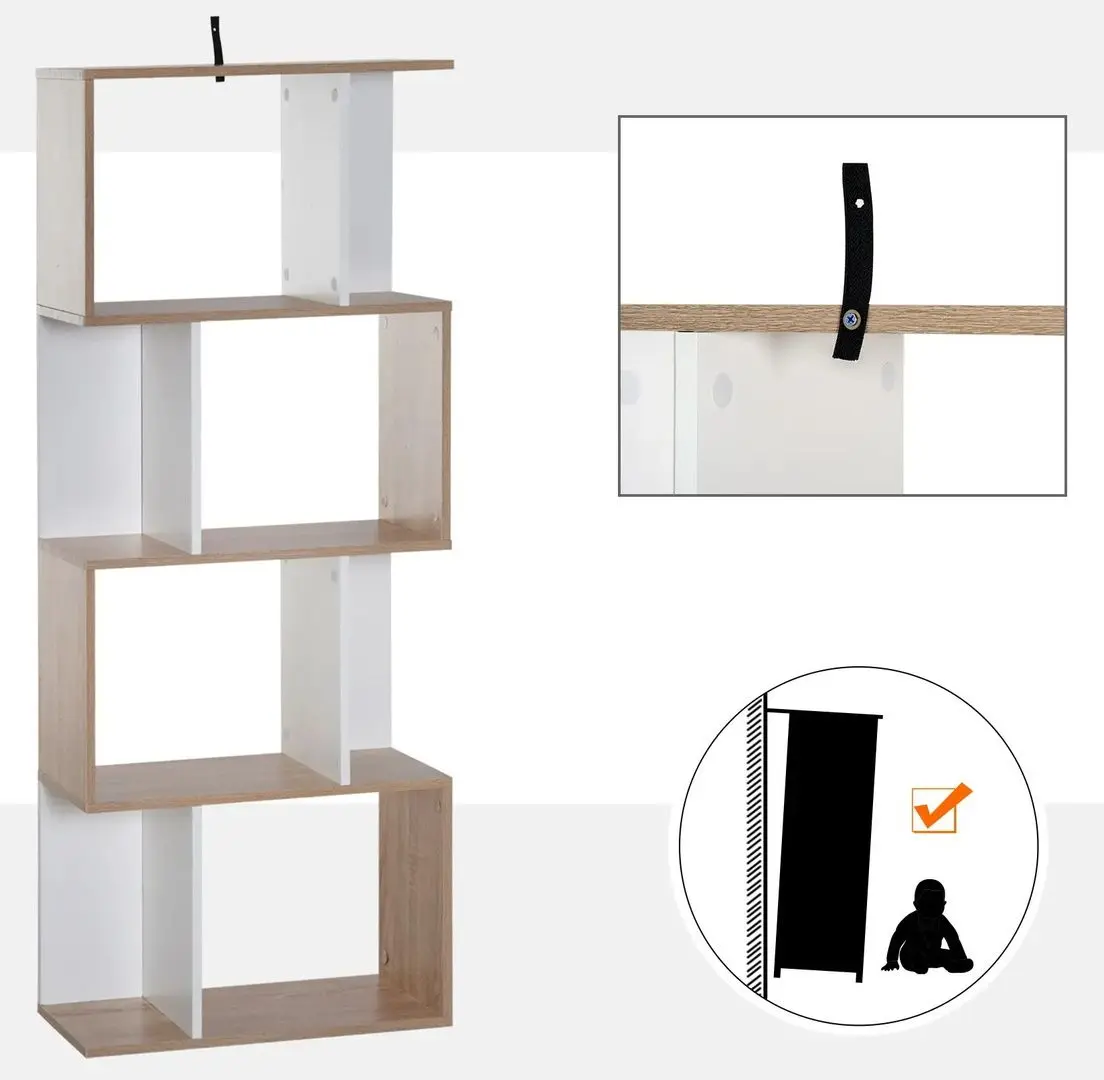 Стеллаж Homcom 833-451 60x148x24 cm (Natural Oak/White)