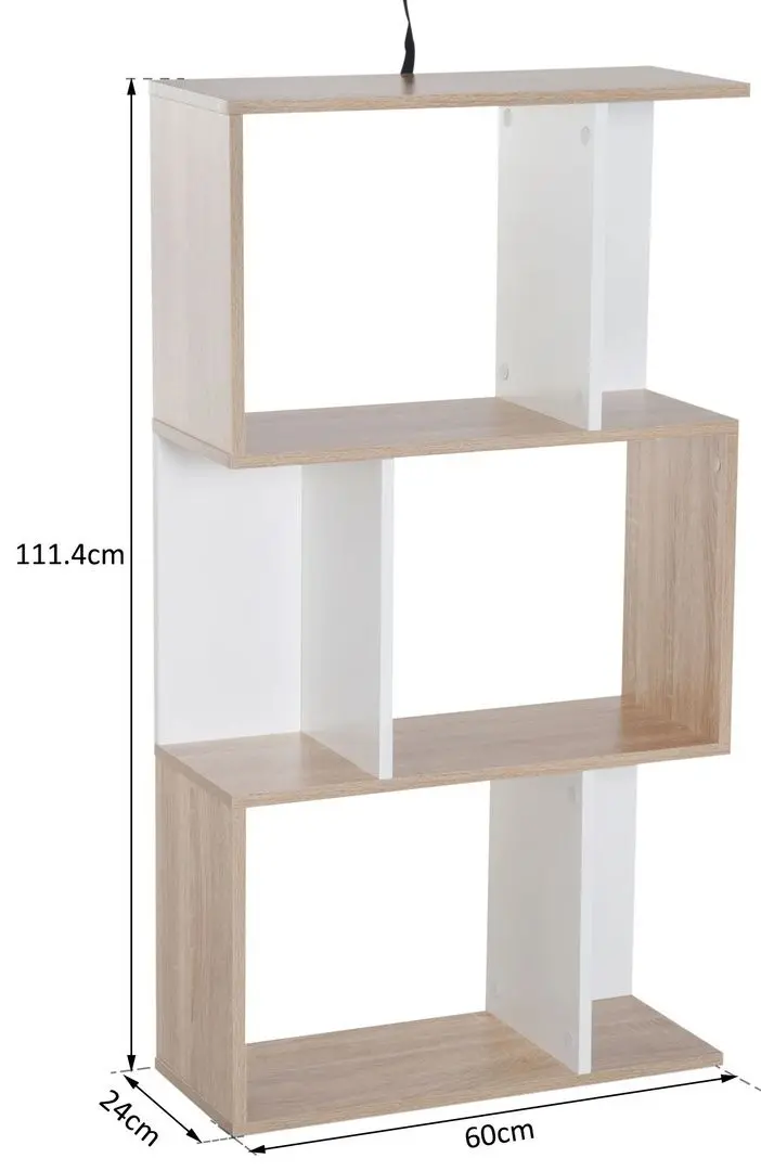 Etajera Homcom 833-452 60x24x111 cm (White/Oak)