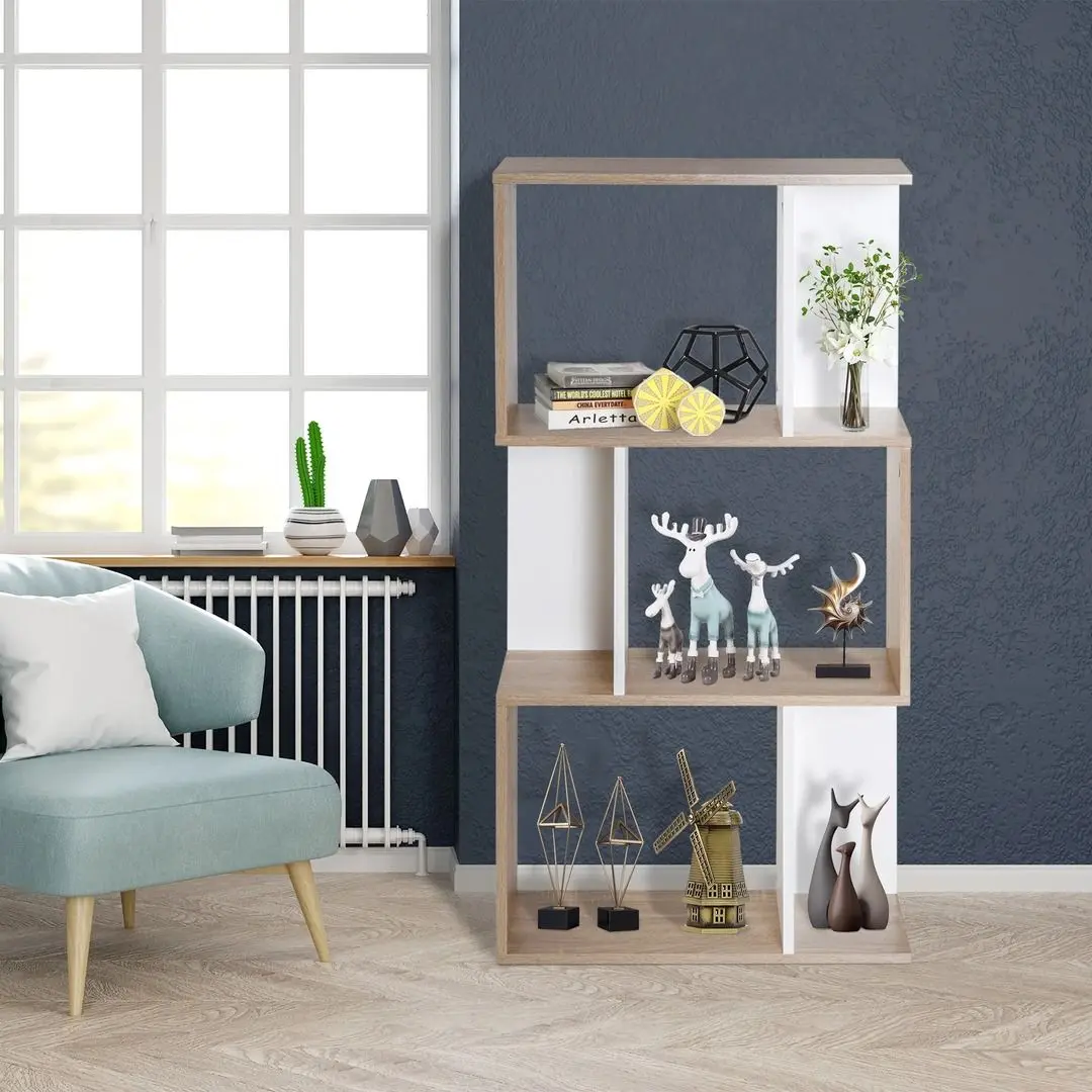 Etajera Homcom 833-452 60x24x111 cm (White/Oak)