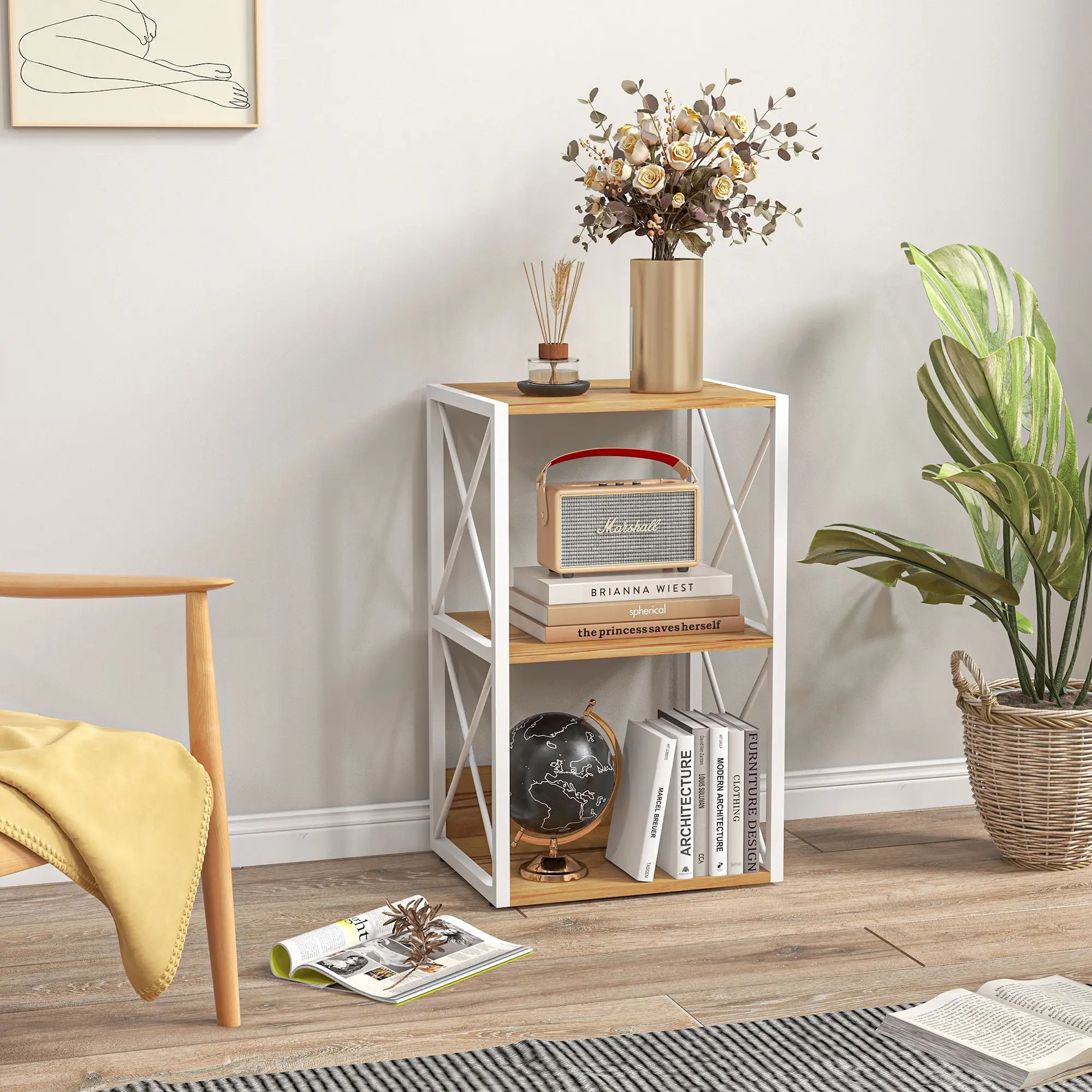 Стеллаж HomCom 833-563V02 (Natural/White) - 8