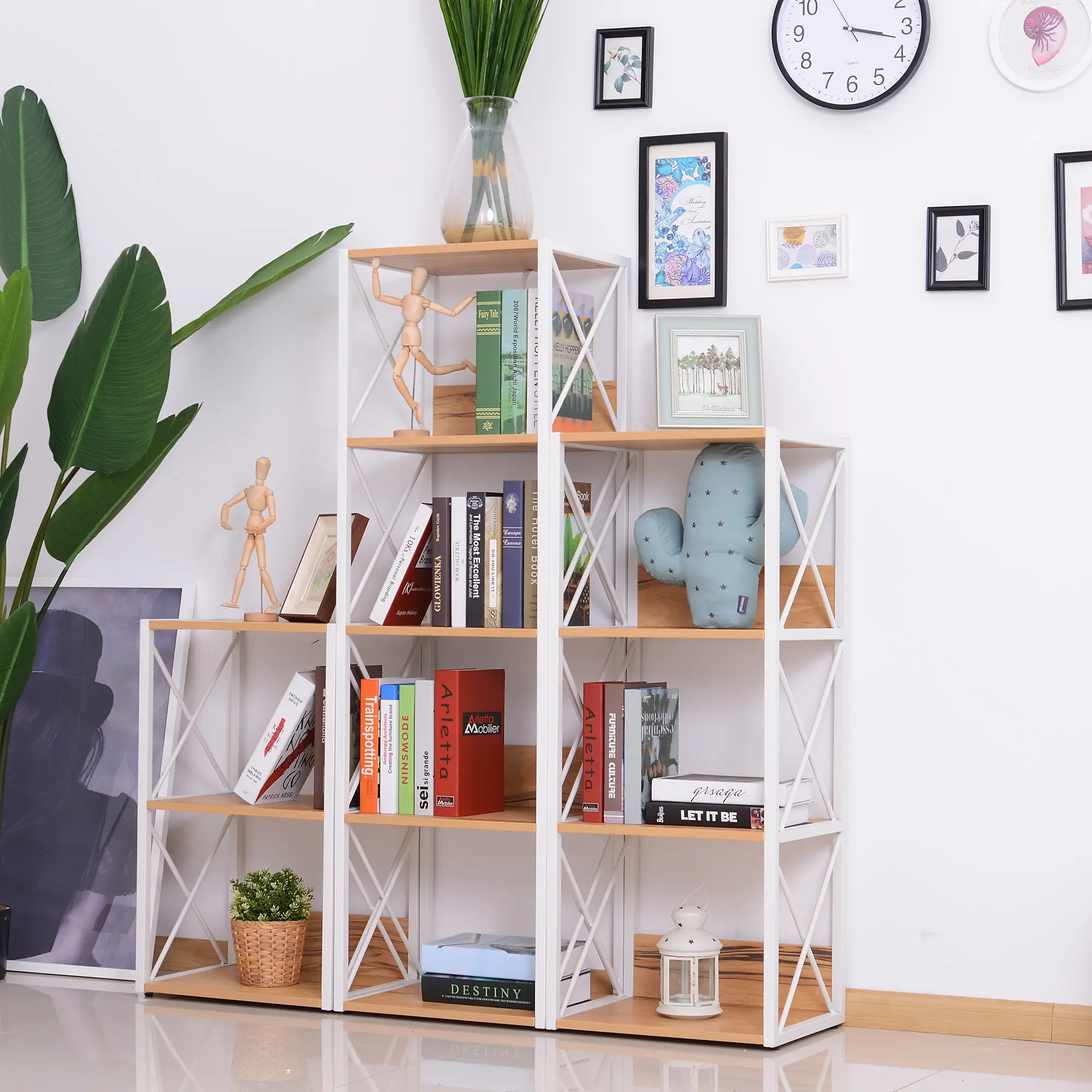 Стеллаж HomCom 833-563V02 (Natural/White) - 9