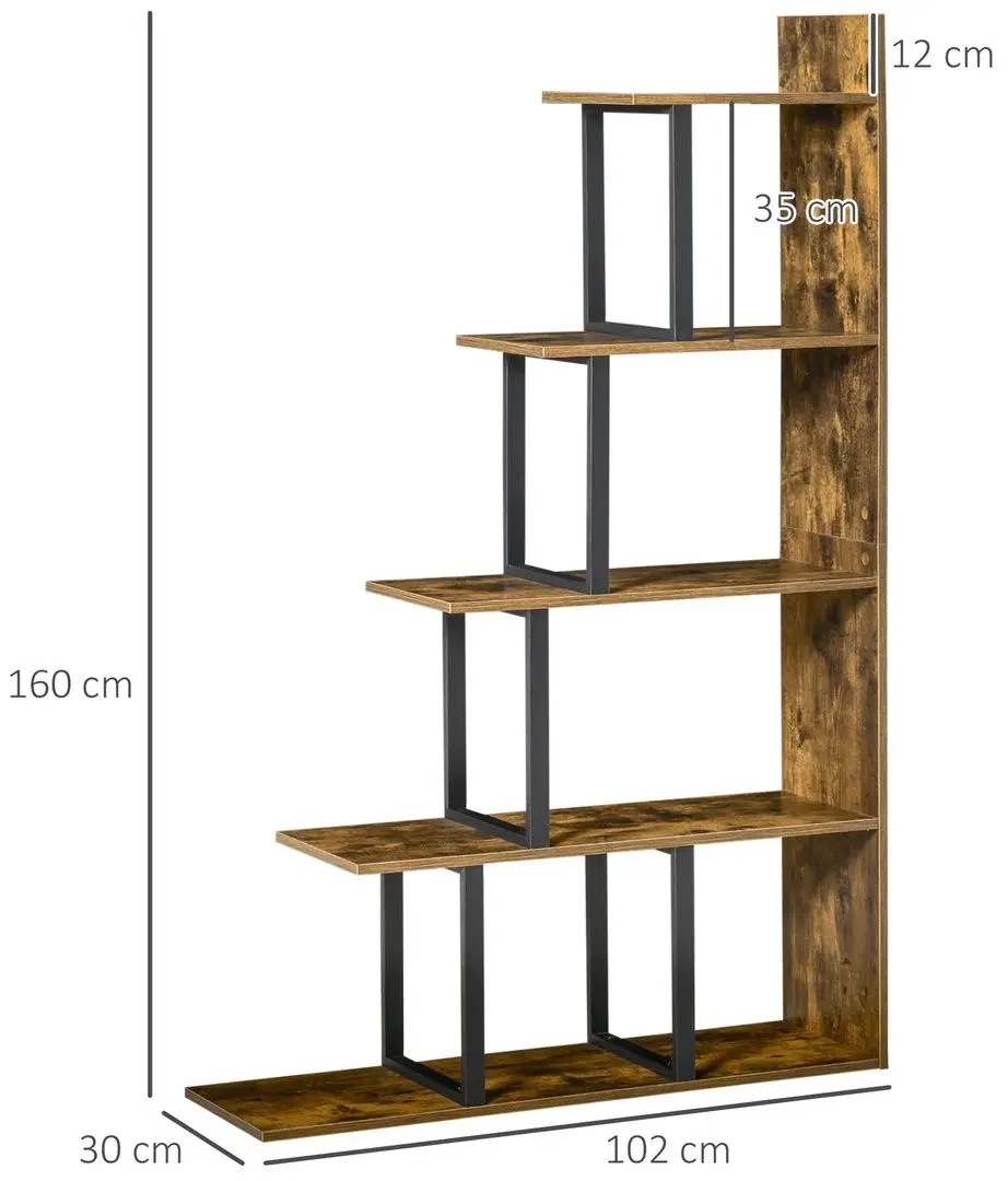 Стеллаж Homcom 836-146 102x30x160 cm (Oak/Black) - 2