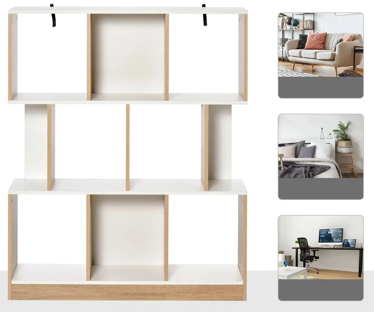 Стеллаж Homcom 836-259AK 100x30x124 cm (Oak/White) - 8