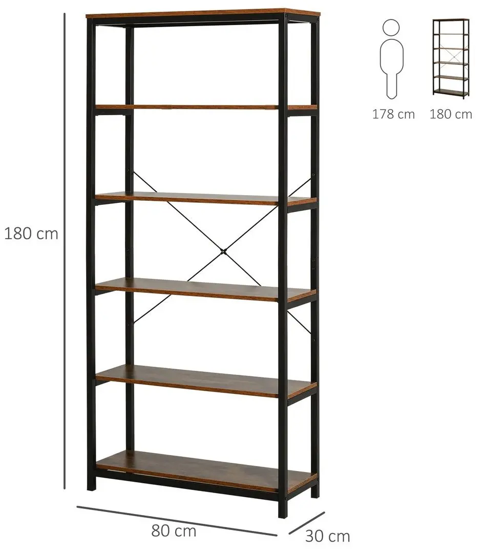Etajera Homcom 836-279 80x30x180 cm (Oak/Black)