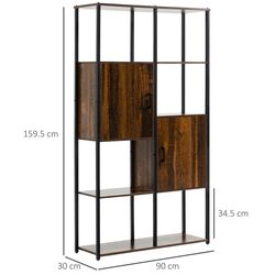 Etajera Homcom 836-522 90x30x159 cm (Rustic Brown/Black) Thumb