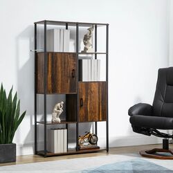 Etajera Homcom 836-522 90x30x159 cm (Rustic Brown/Black) Thumb