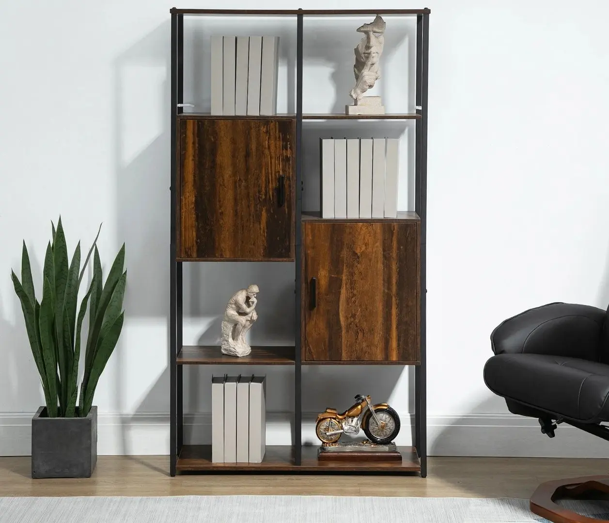 Etajera Homcom 836-522 90x30x159 cm (Rustic Brown/Black) - 10