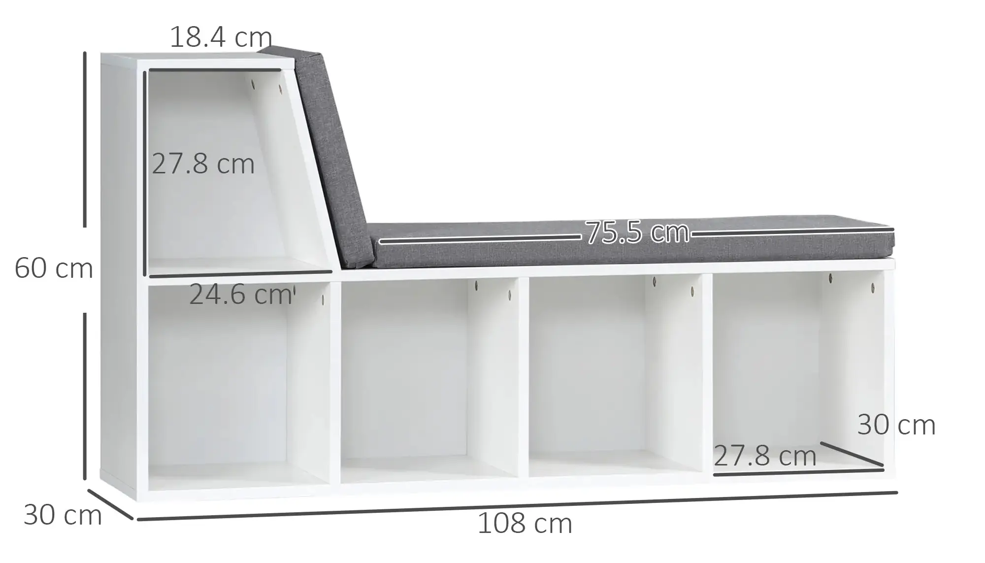 Стеллаж Homcom 836-536GY (White/Grey) - 4