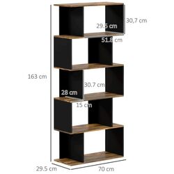 Стеллаж Homcom 836-557V00RB 70x29x163 cm (Rustic Brown/Black) Thumb